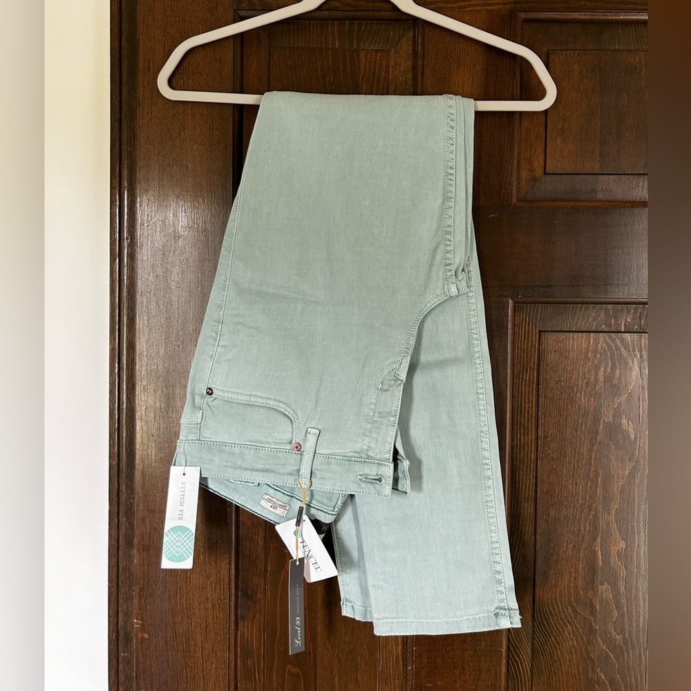 Level 99 Giovanni Straight Leg Jeans - NWT Teal Green, Size 14